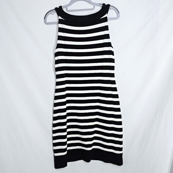 WHITE HOUSE BLACK MARKET Dress BLACK WHITE STRIPE Silver Gems size S 4-6 Summer - Picture 6 of 6